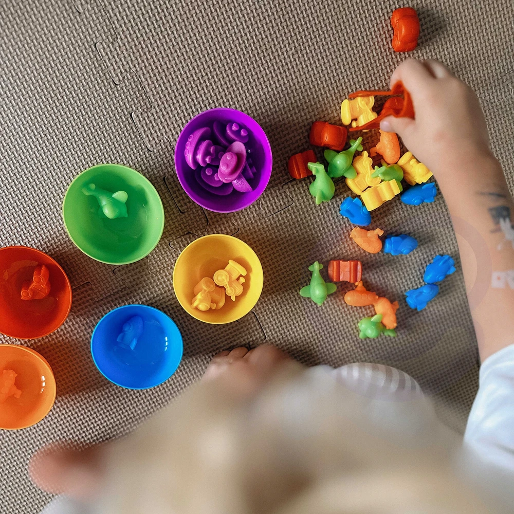 WOOPIE Edukacinė Žaislas Dinozaurų Spalvų Sorterius