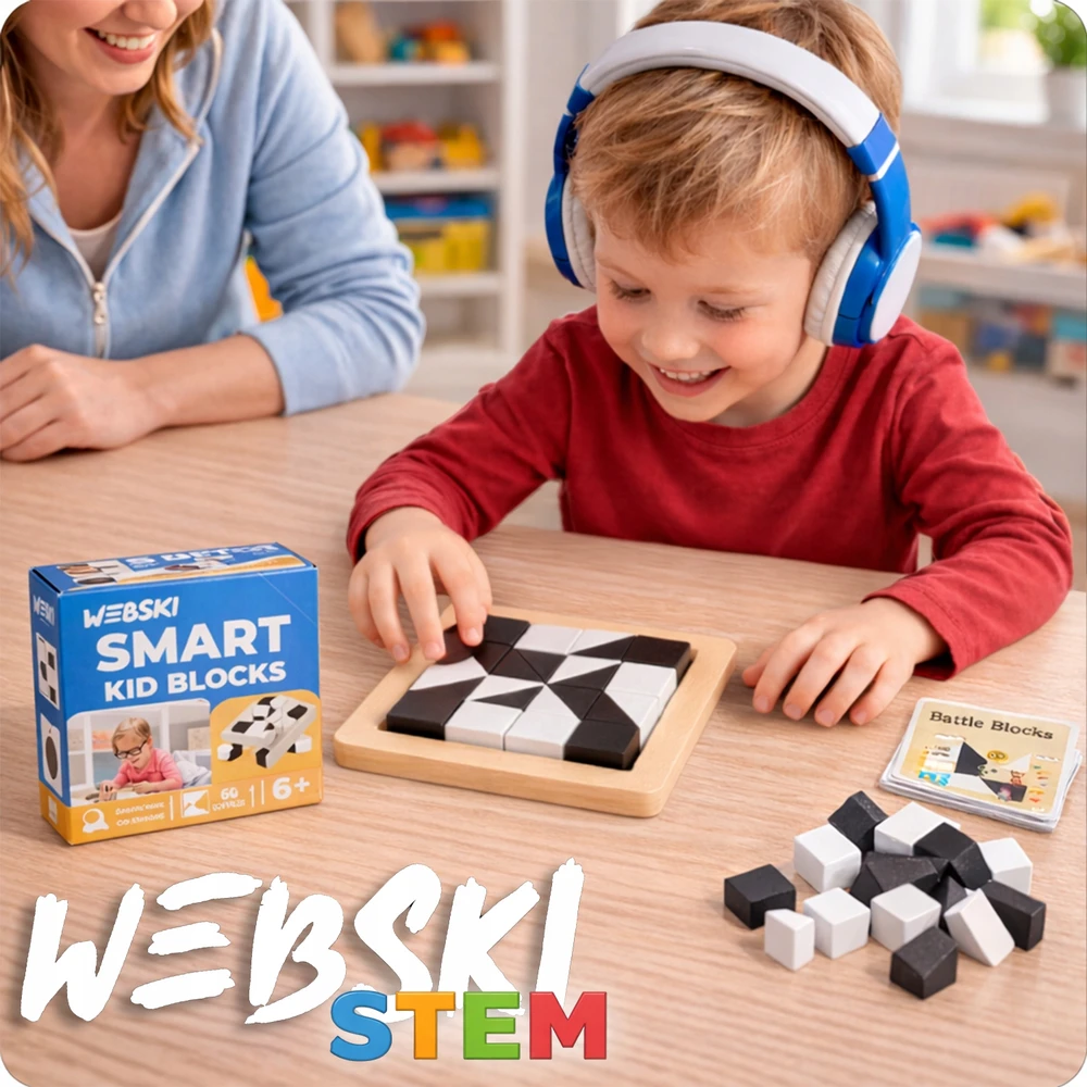 Edukacinis ir logiškas STEM TOY mediniai kaladėlės Smart Kid Block by Webski