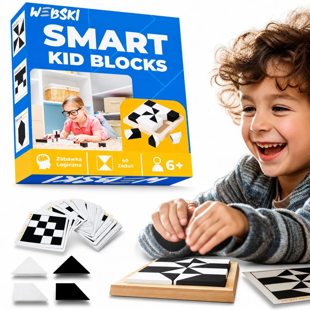 Edukacinis ir logiškas STEM TOY mediniai kaladėlės Smart Kid Block by Webski