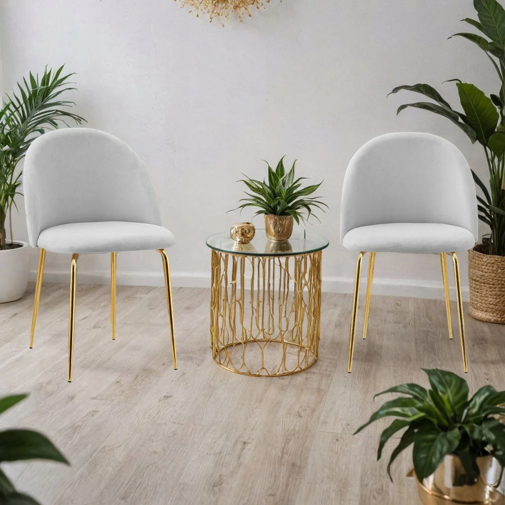 Ehokery FARGO GOLD VELVET GRAY AKOMINIO KĖDĖ VALGOMUI, MODERNI SVETAINE