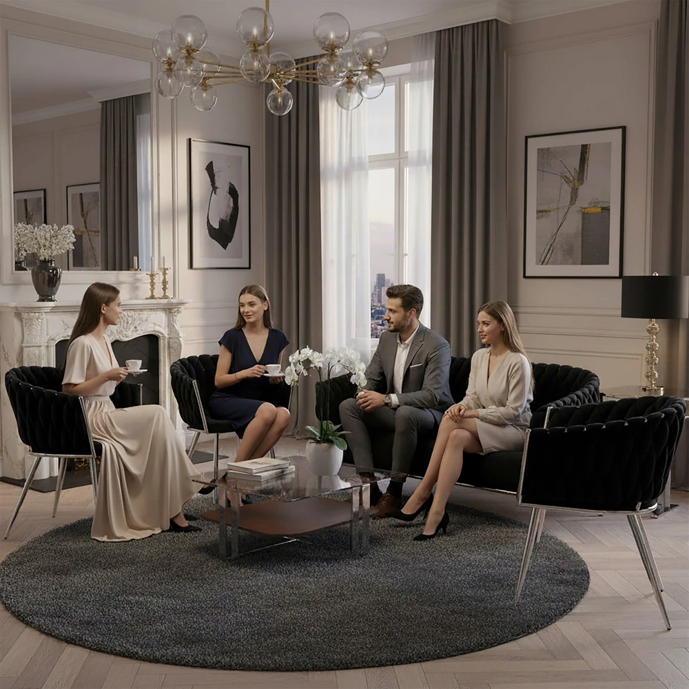 Ehokery GLAMOUR AUSTI MINŠTINĖ KĖDĖ SU MODERNIŠKIOMIS METALINĖMIS KOJĖLĖMIS