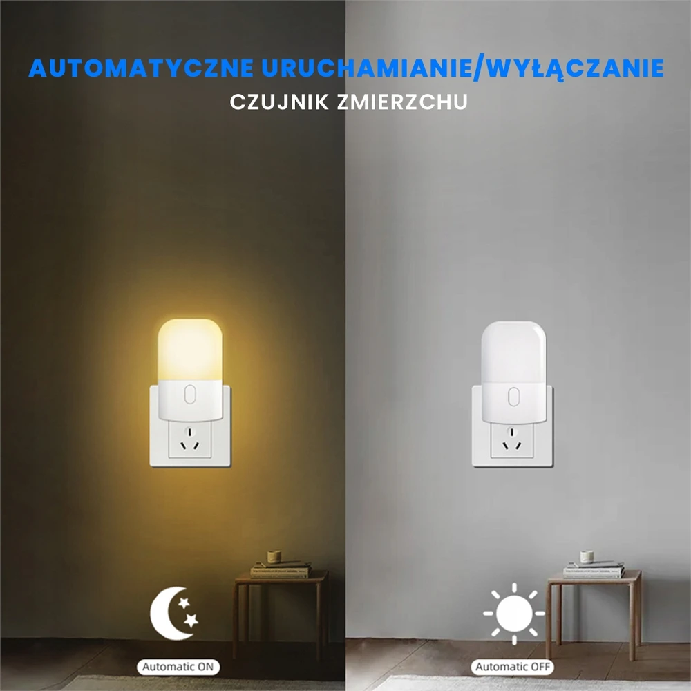 Eko Light LED naktinė lempa miegamajam, balta, reguliuojama, 2700K Eco-Light