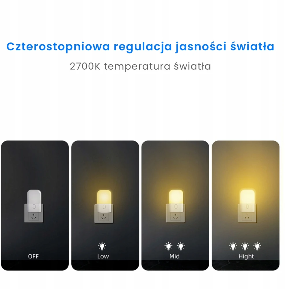 Eko Light LED naktinė lempa miegamajam, balta, reguliuojama, 2700K Eco-Light