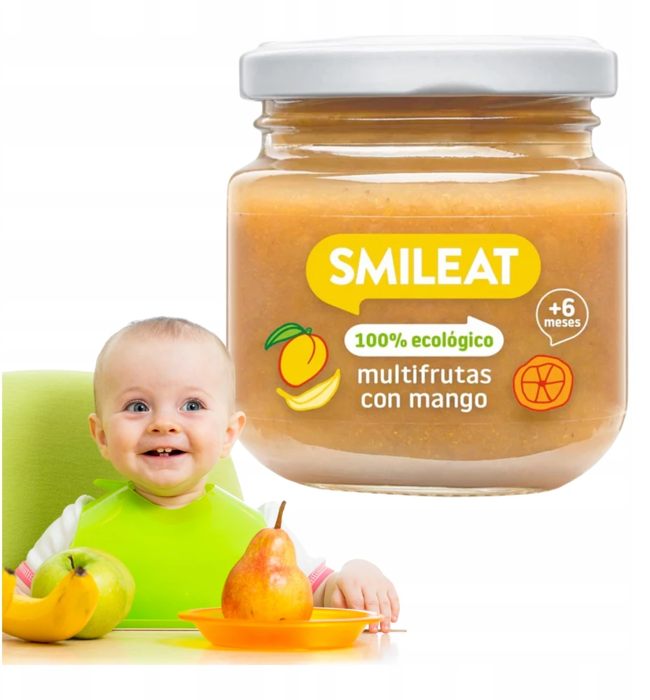 Ekologiškas desertas kūdikiams po 6 mėnesių Multifruit su Mango Smileat 130g