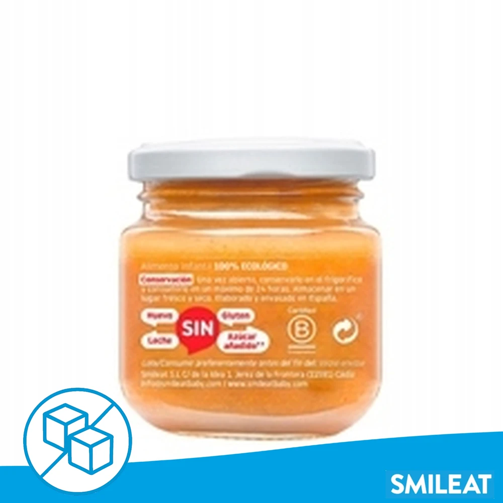 Ekologiškas desertas kūdikiams po 6 mėnesių Obuolių morkų apelsinas Smileat 130g