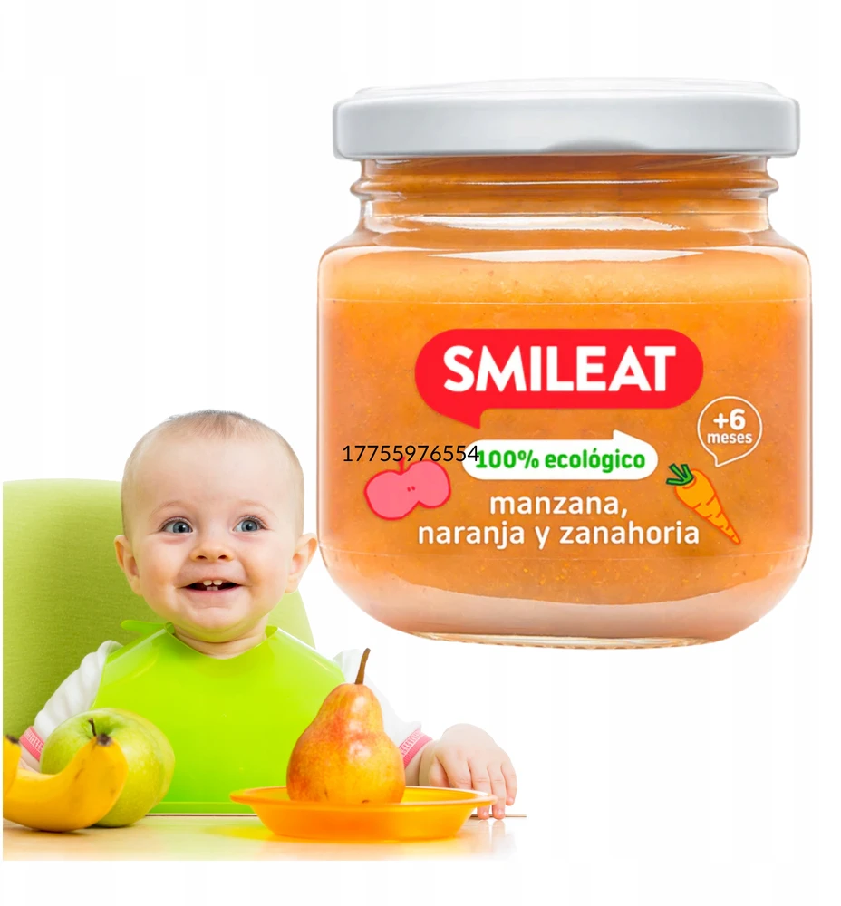 Ekologiškas desertas kūdikiams po 6 mėnesių Obuolių morkų apelsinas Smileat 130g