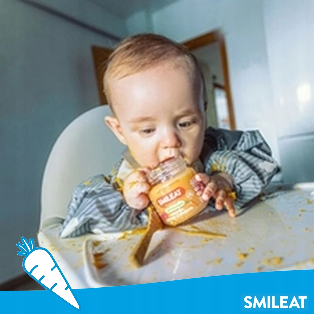 Ekologiškas desertas kūdikiams po 6 mėnesių Obuolių morkų apelsinas Smileat 130g