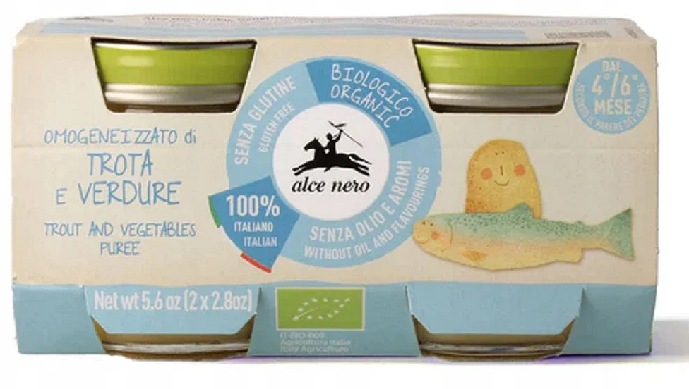 EKOLOGIŠKOS UPĖTAČIO MĖSOS SU DARŽOVĖMIS BE GLUTENO (2 x 80 g) 160 g ALCE NERO