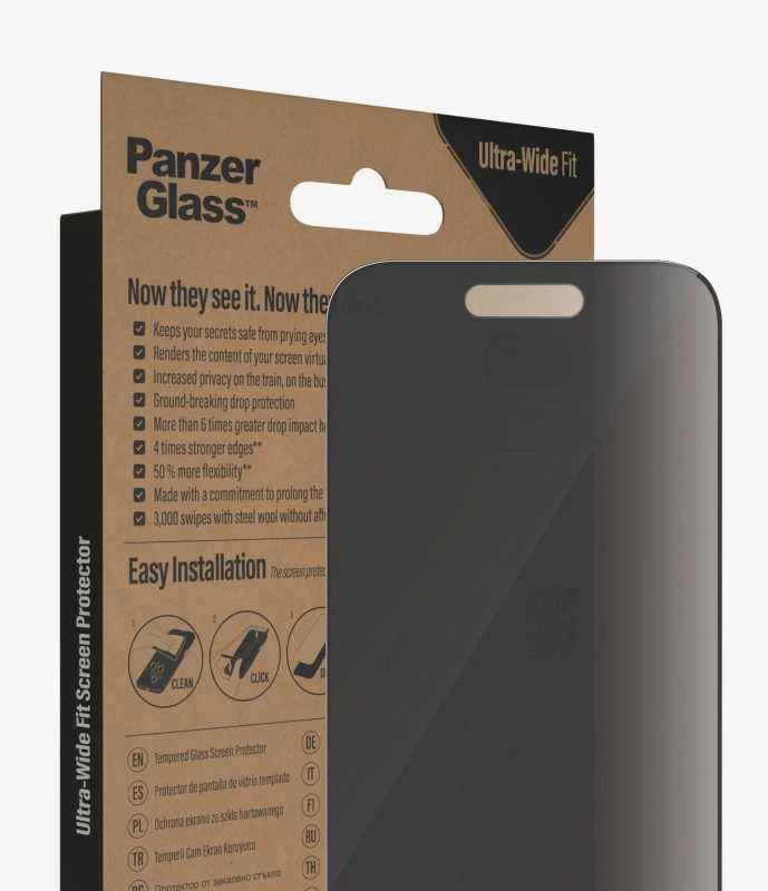 Panzer Glass PanzerGlass | Ekrano apsauga | Apple | iPhone 14 Pro | Stiklas | Juodas | Itin platus pritaikymas; Lengvas montavimas; Privatumo filtras; Atsparus pirštų atspaudams | Privatumas