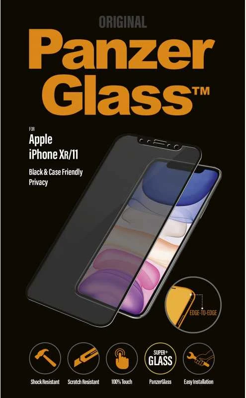 Panzer Glass PanzerGlass | P2665 | Ekrano apsauga | Apple | iPhone Xr/11 | Grūdintas stiklas | Juodas | Konfidencialumo filtras; Viso kadro aprėptis; Nedūžtančios filmas (sulaiko stiklą ir apsaugo nuo stiklo šukių dūžtant); Tinkamas dėklui – suderinamas su visais dėklais; Anti-glare danga (sumažina šviesos atspindį); Mėlyna šviesos mažinimas; Lengvas montavimas su pilnais klijais; Oleofobinis sluoksnis (antibakterinis + antipirštų atspaudas); 100% prisilietimo išsaugojimas; Išlaiko visas telefono funkcijas