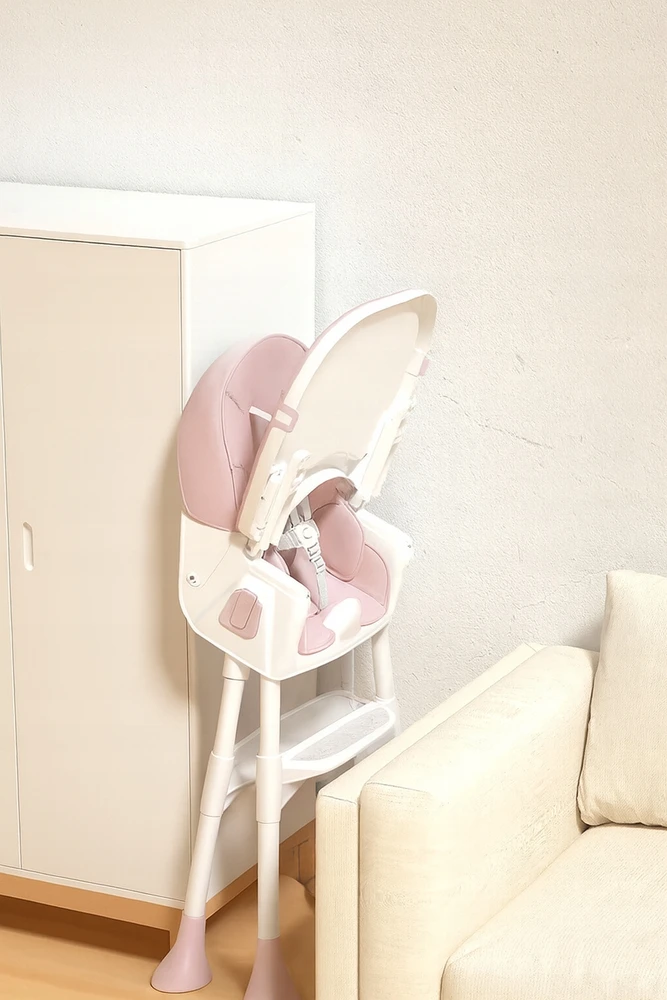 Ekspand 4in1 maitinimo kėdutė, sulankstoma vaikiška kėdutė, padėklas, rožinė
