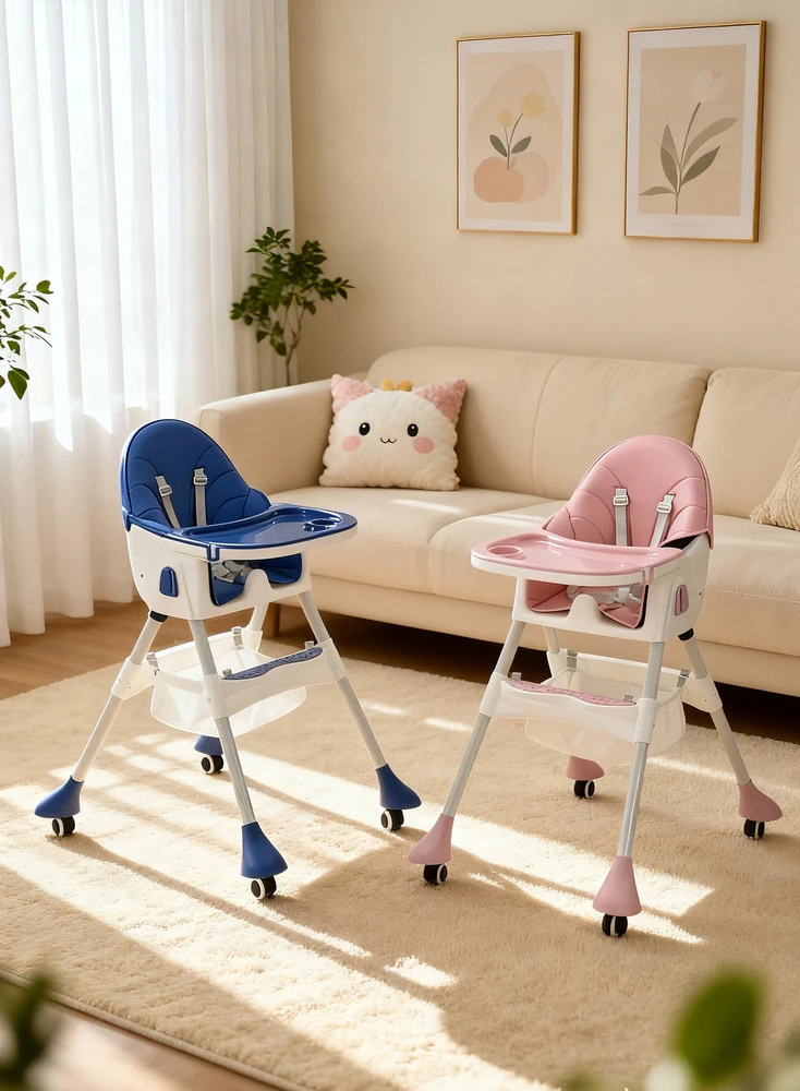 Ekspand 4in1 maitinimo kėdutė, sulankstoma vaikiška kėdutė, padėklas, mėlynas