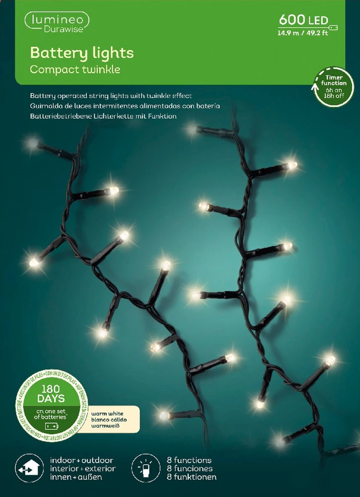 Lumineo Durawise LED String Lights. 497261. 27.5 m. Baltas. 368 LEDs