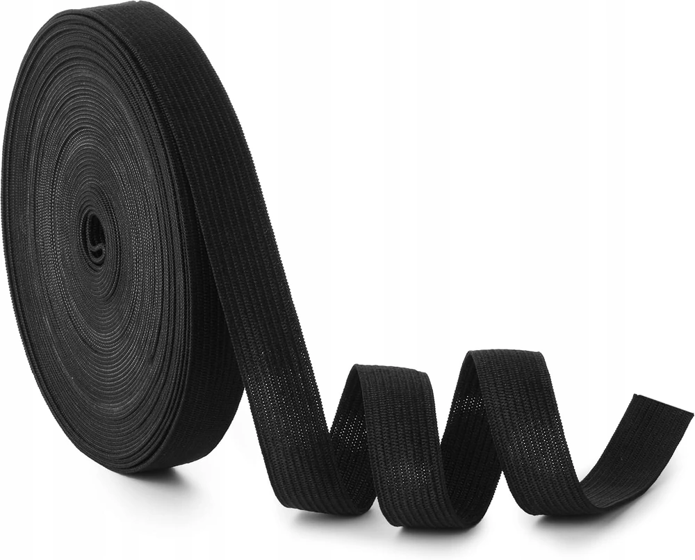 ELASTINĖ JUOSTOS 15 CM 10 M JUODŲ ŠIUKŠČIŲ POLIESTERINĖ LATEKSO RITE