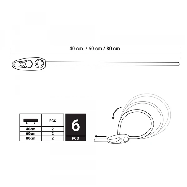 Elastinių juostų rinkinys su reguliavimu brezentams BCR-05SET1GY-B