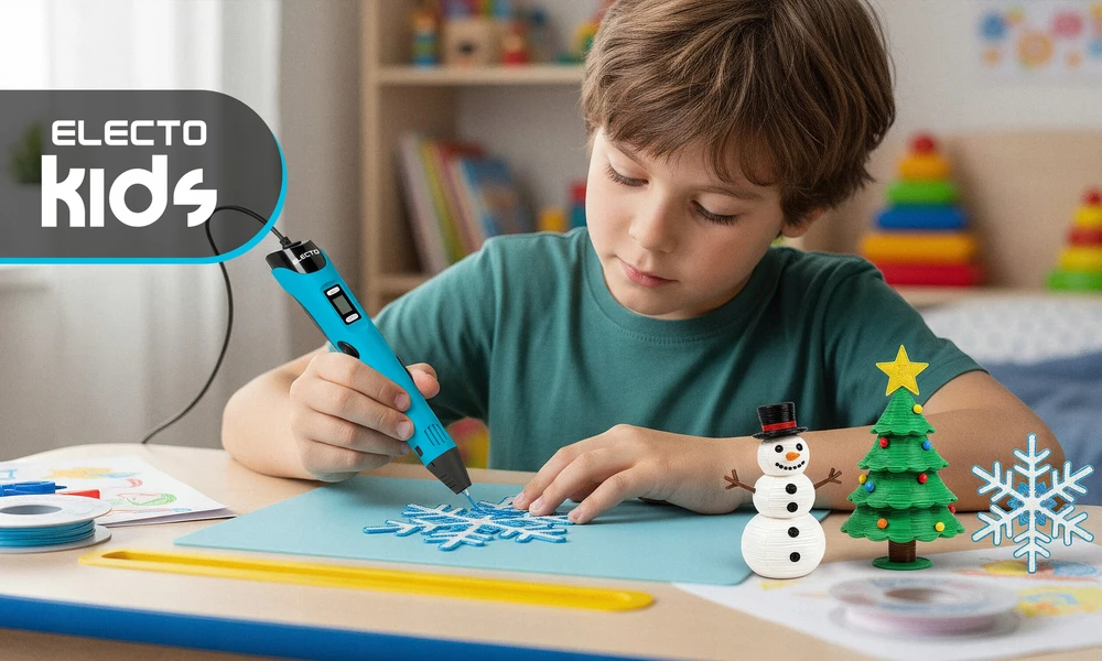 Electo 3D RAŠIKLIŲ RINKINYS VAIKAMS 3D SPAUSDINTUVAS + KASETĖS 260 METRU + ŠABLONAI