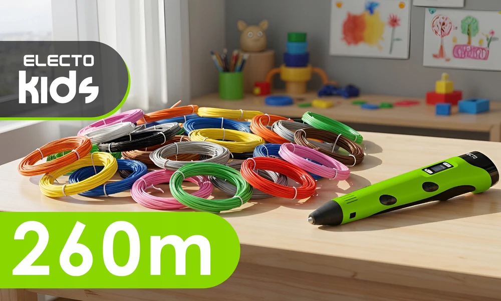 Electo 3D RAŠIKLIŲ RINKINYS VAIKAMS 3D SPAUSDINTUVAS + KASETĖS 260 METRU + ŠABLONAI