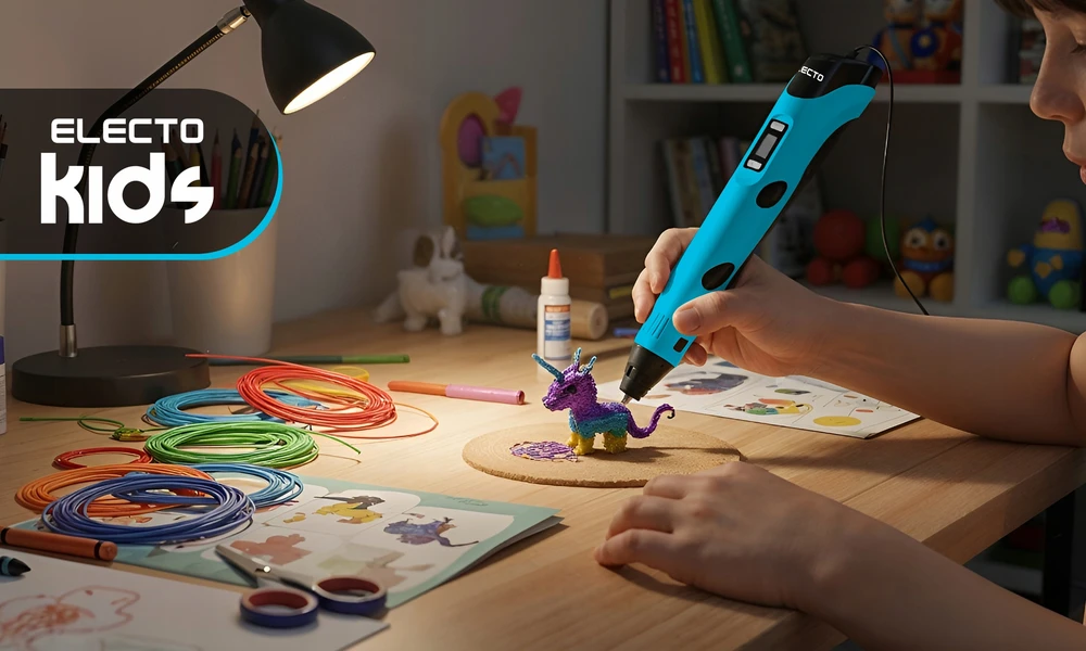 Electo 3D RAŠIKLIŲ RINKINYS VAIKAMS 3D SPAUSDINTUVAS + KASETĖS 260 METRU + ŠABLONAI