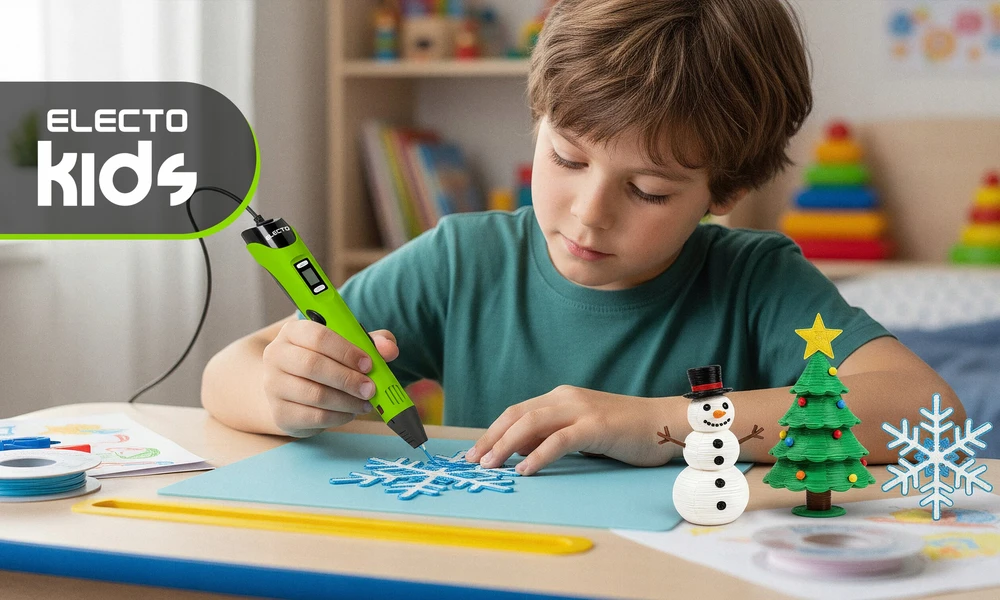 Electo 3D RAŠIKLIŲ RINKINYS VAIKAMS 3D SPAUSDINTUVAS + KASETĖS 260 METRU + ŠABLONAI