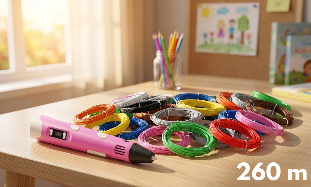 Electo 3D RAŠIKLIŲ RINKINYS VAIKAMS 3D SPAUSDINTUVAS + KASETĖS 260 METRU + ŠABLONAI