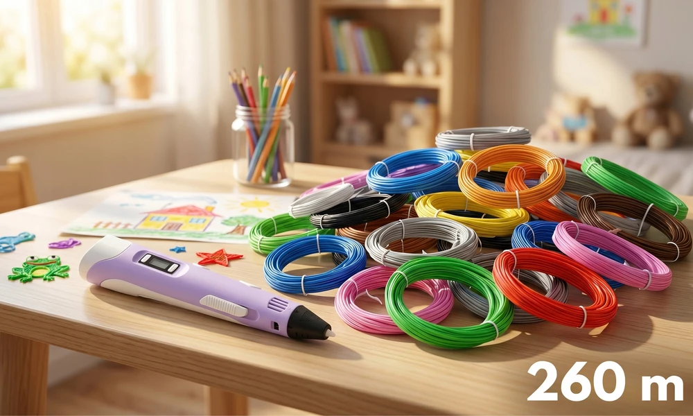 Electo 3D RAŠIKLIŲ RINKINYS VAIKAMS 3D SPAUSDINTUVAS + KASETĖS 260 METRU + ŠABLONAI