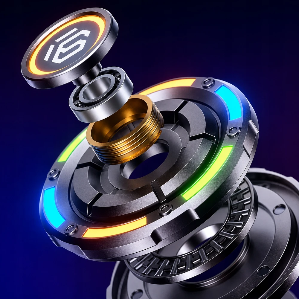 Electronica 4U Išskirtinis metalinis Fidget Spinner, fluorescencinis, antistresinis žaislas