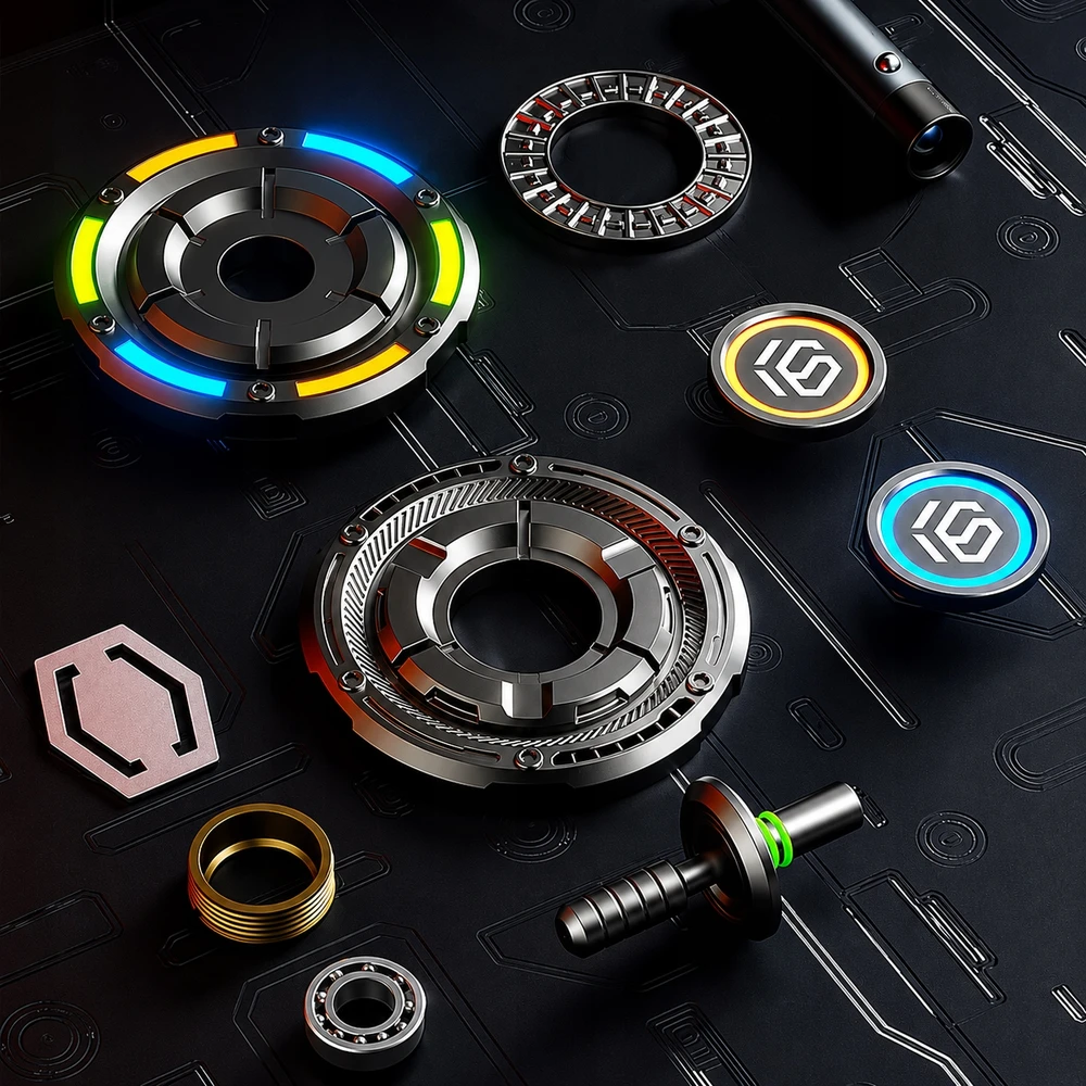 Electronica 4U Išskirtinis metalinis Fidget Spinner, fluorescencinis, antistresinis žaislas