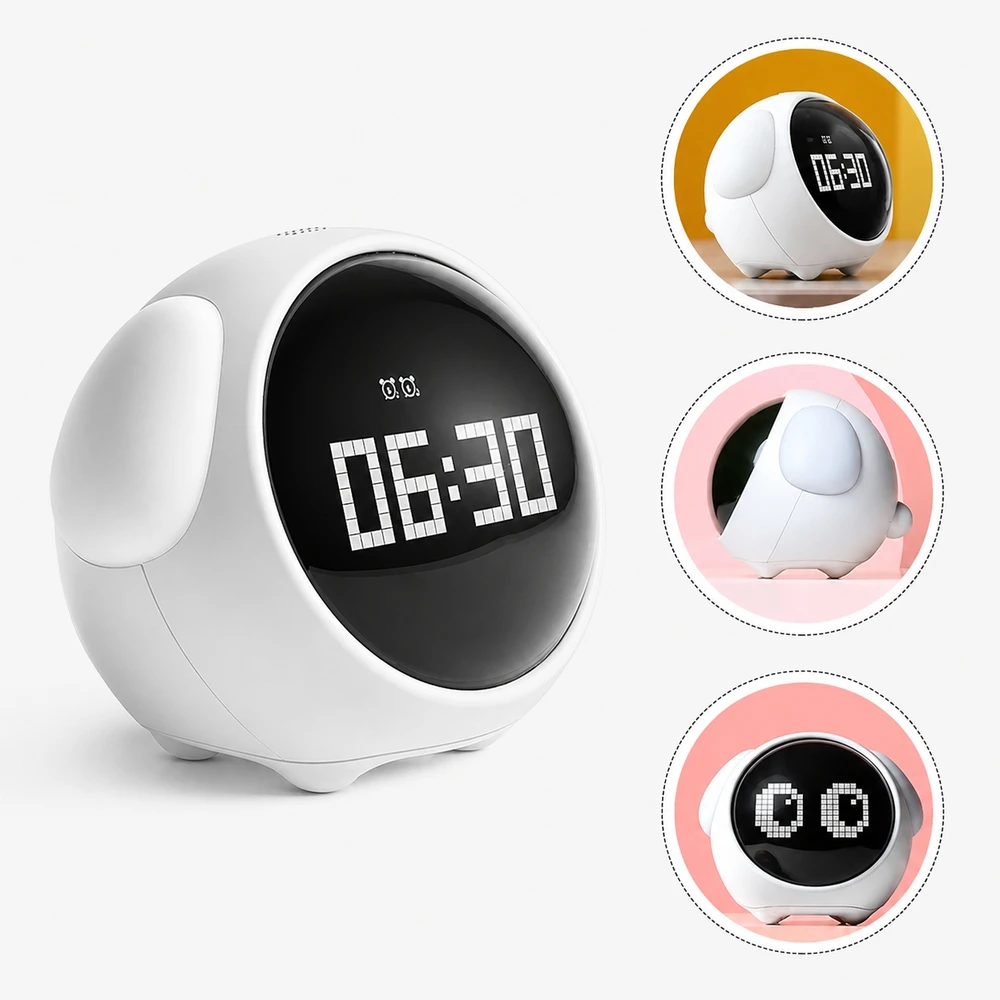 Electronica 4U Laikrodis žadintuvas LED naktinė lempa vaikams kūdikiams Emoji Emoticons
