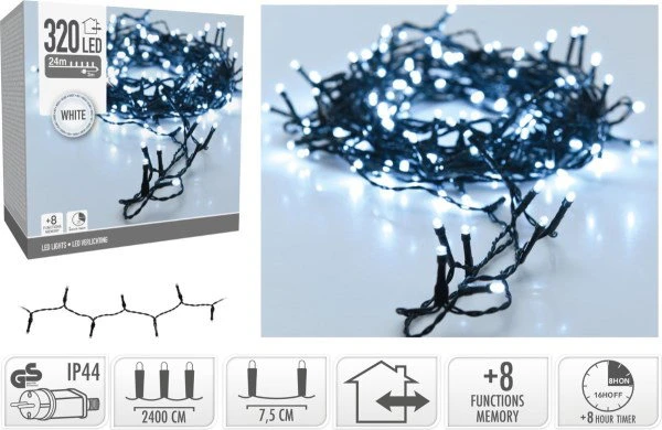 Christmas Decoration KALĖDINĖS LEMPUTĖS ŠVIESOS GIRLIANDA 120 LED LAIKMATIS ŠALTA BALTA 809917