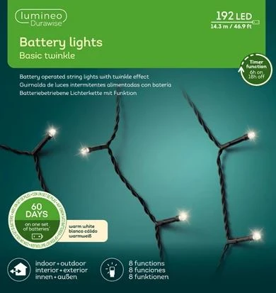 Lumineo Durawise string lights. 497161. 14.3 m. warm baltas. 192 LED