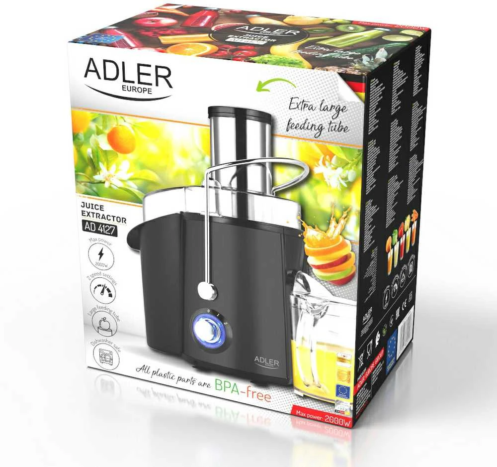 Sulčiaspaudė Adler | Juicer | AD 4127 | Type Juicer maker | Matt Juodas | 1000 W | Greičių skaičius 2