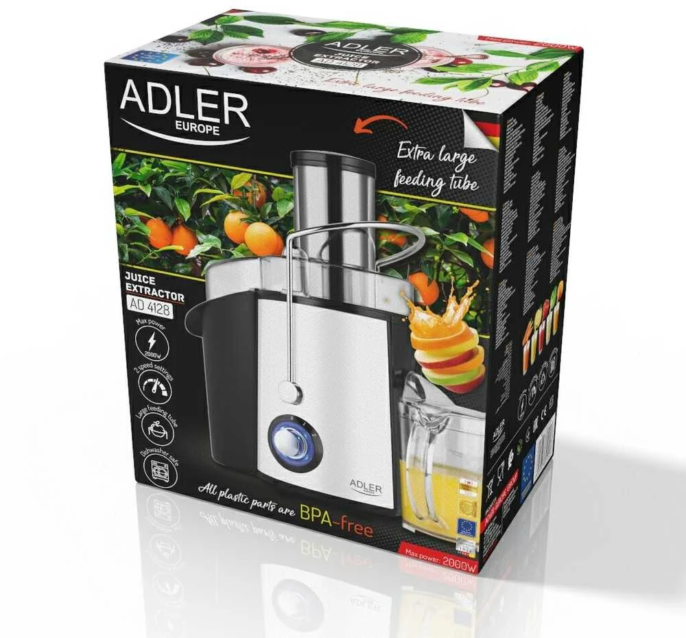 Sulčiaspaudė Adler | Juicer | AD 4128 | Type Juicer maker | Matt Juodas/Baltas | 1000 W | Greičių skaičius 2