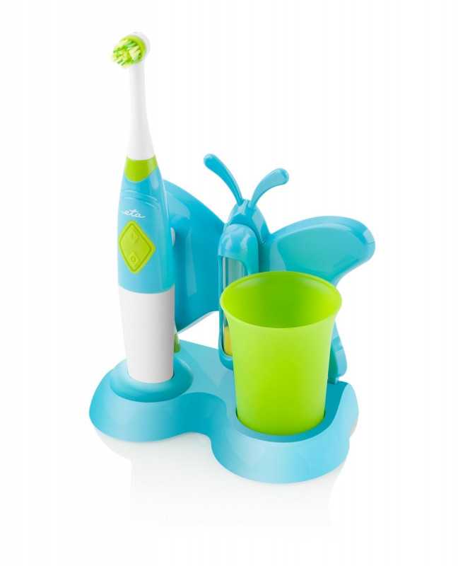 ETA | Dantų šepetėlis su water cup and holder | Sonetic ETA129490080 | Baterija operated | For kids | Šepetėlių skaičius galvutės įeina 2 | Number of teeth brushing modes 2 | Mėlyna