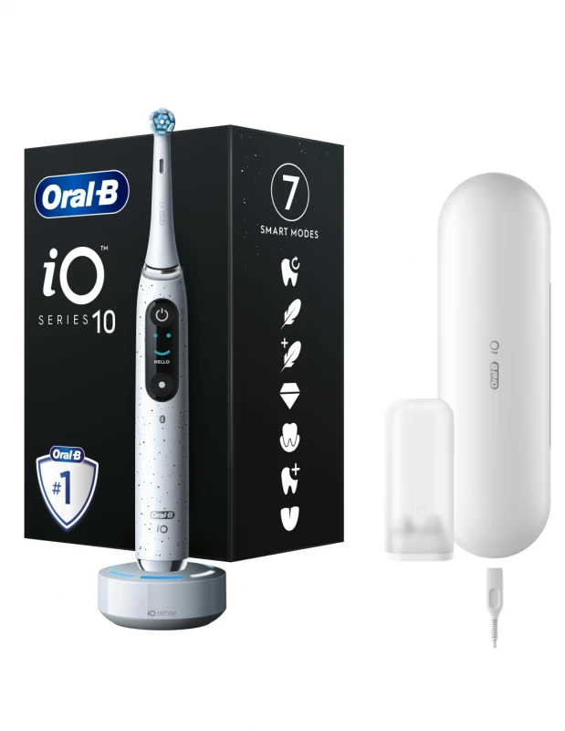 Elektrinis dantų šepetėlis Braun Oral-B iO Series 10, Baltos spalvos