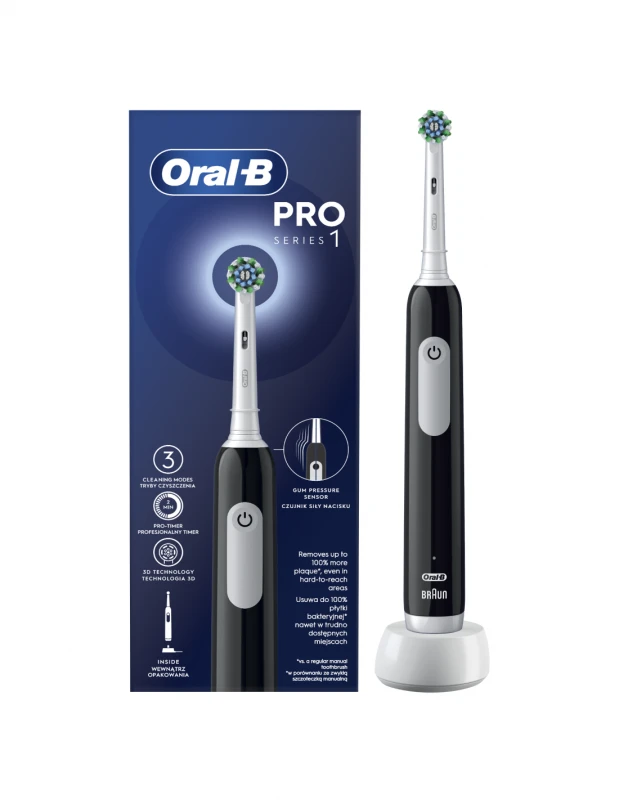 Braun D305.513.3 Pro Series 1 Elektrinis Dantų Šepetėlis Juodas Cross Action