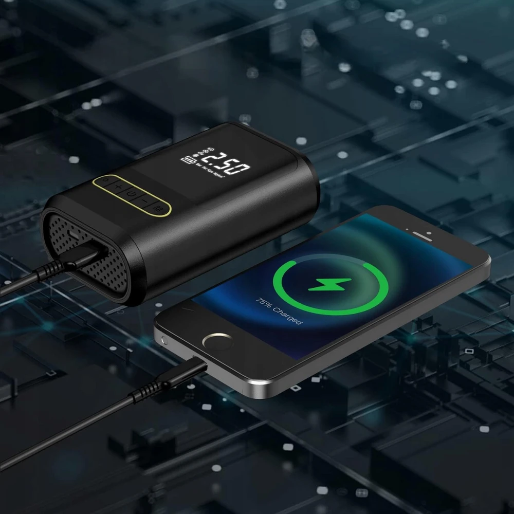 ELEKTRINIS DVIRAČIO siurblys CAR kompresorius 4000mAh baterija + POWERBANK