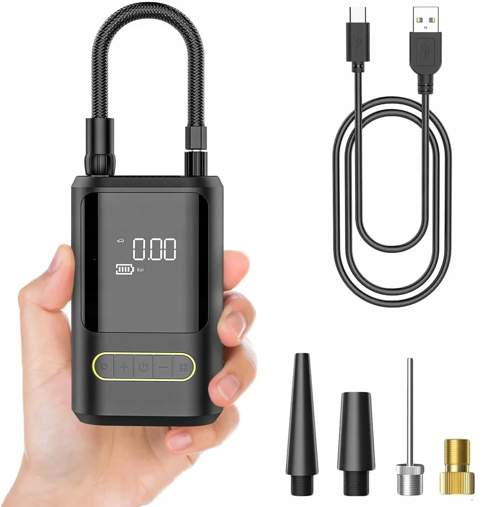ELEKTRINIS DVIRAČIO siurblys CAR kompresorius 4000mAh baterija + POWERBANK