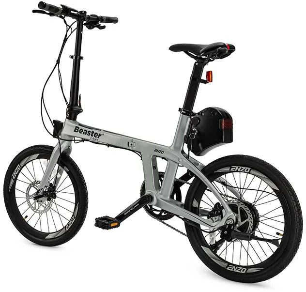 Beaster Scooter Sulankstomas elektrinis karboninio rėmo dviratis Beaster, BS126S, sidabrinis, 250 W