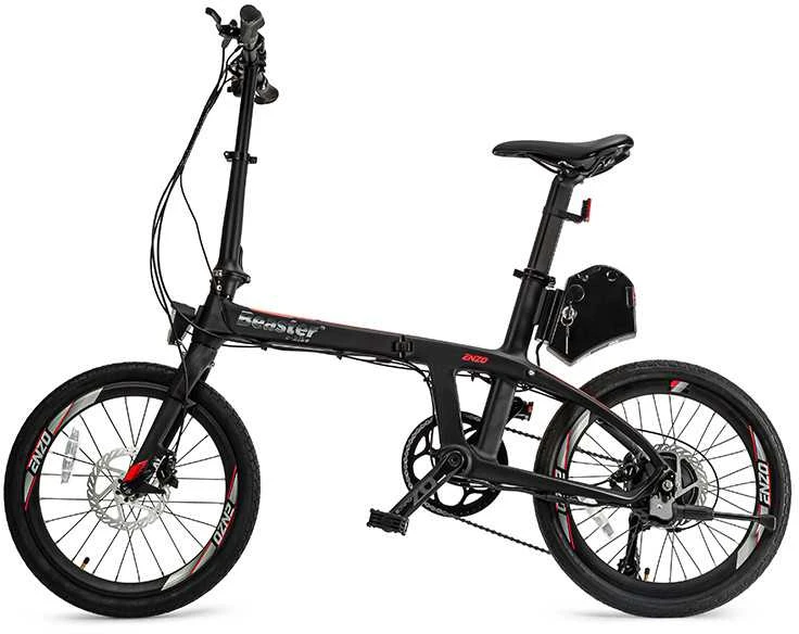 Beaster Scooter Sulankstomas elektrinis karboninio rėmo dviratis Beaster, BS125B, juodas, 250 W