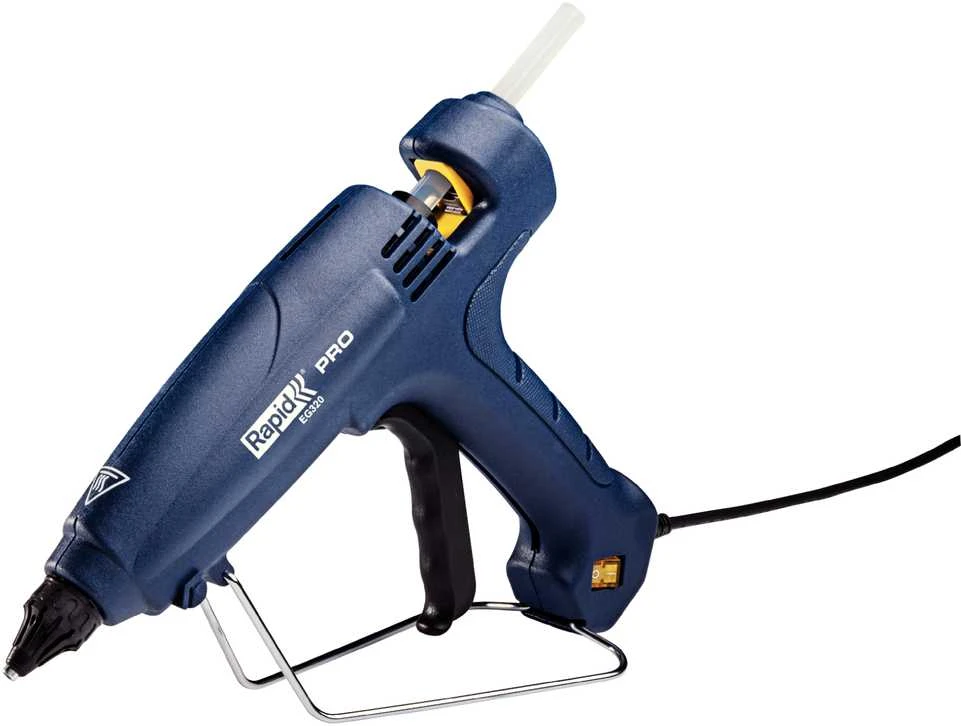 Rapid EG320 Industrinis klijų pistoletas intensyviam darbui. 120W. Klijų pralaidumas iki 1,0kg/val. Greitas klijų įkaitinimas (mažiau nei 5 min.) Naudoja 12mm skersmens klijų lazdeles.