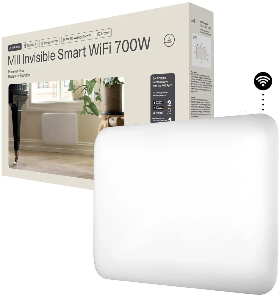 Šildytuvas Mill PA400WIFI4 | 400 W | Tinka 4–6 m² patalpoms | Baltas | IPX4