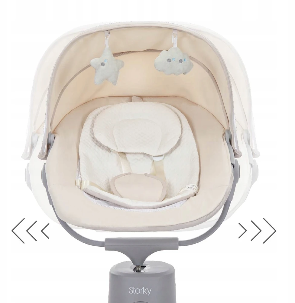 Elektrinis kūdikio supamasis gultukas Lorelli Storky rusvai gelsvas su „Bluetooth“ ir nuotolinio valdymo pulteliu