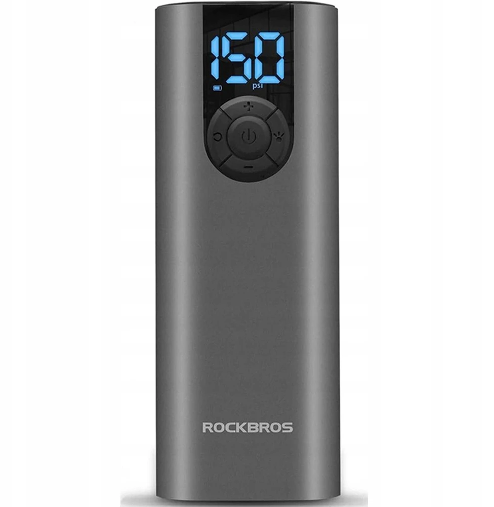 Rockbros 42720001001 elektrinė dviračio pompa su LED ekranu + USB-C – USB-A laidas – juodos spalvos