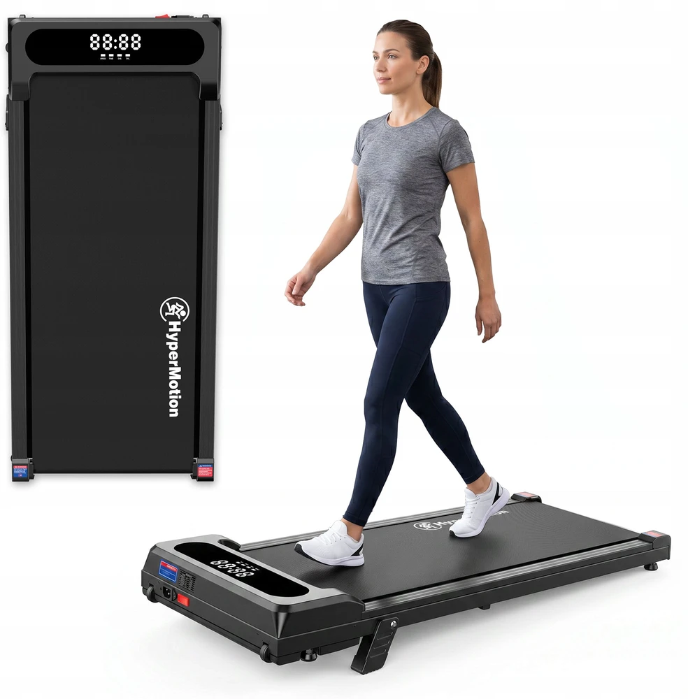 Elektrinis vaikščiojimo takelis HyperMotion darbui po stalu, juodas, iki 6 km/h