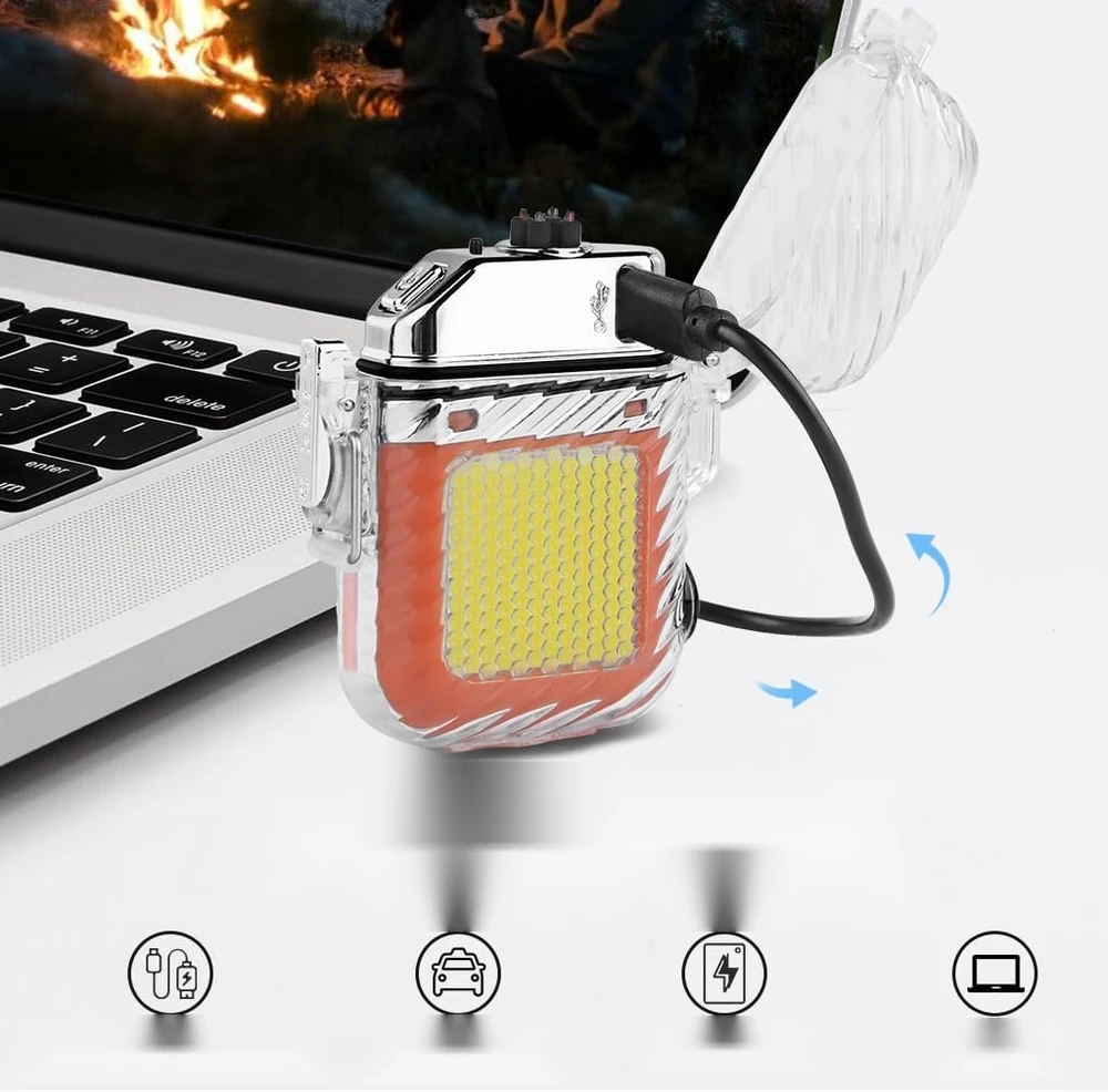 ELEKTRINIS žiebtuvėlis, atsparus vėjui, vandeniui, USB KRAUJAMAS PLAZMA