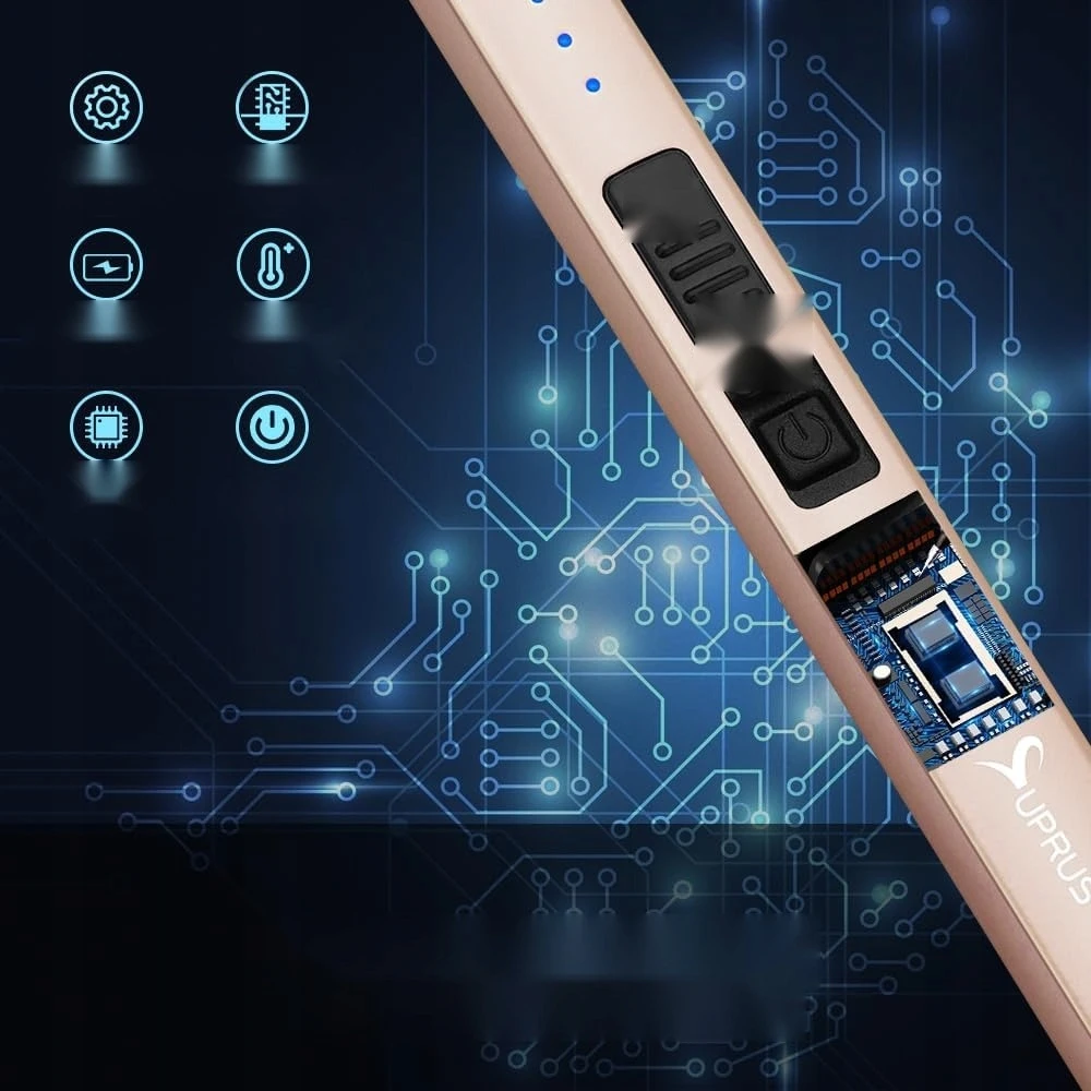 ELEKTRINIS žiebtuvėlis LANKAS BEDEGIS USB METAL AUKSAS