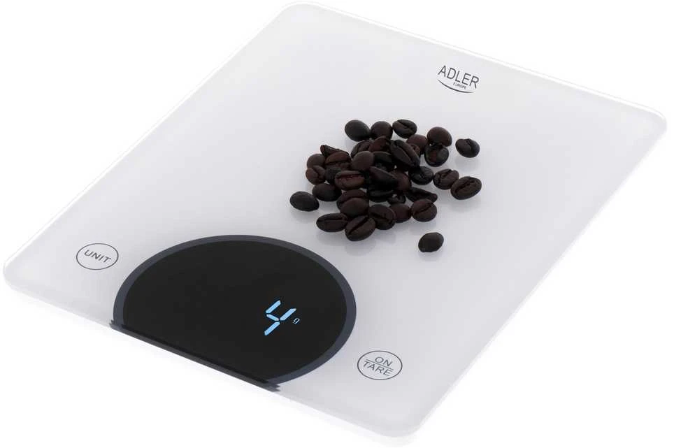 Virtuvinės svarstyklės Adler | Virtuvės svarstyklės | AD 3173w | Didžiausias svoris (talpa) 10 kg | Graduacija 1 g | Ekrano tipo LED | Baltas