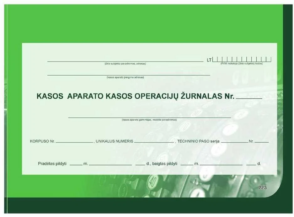 Technoinform Kasos operacijų žurnalas, horizontalus, A4