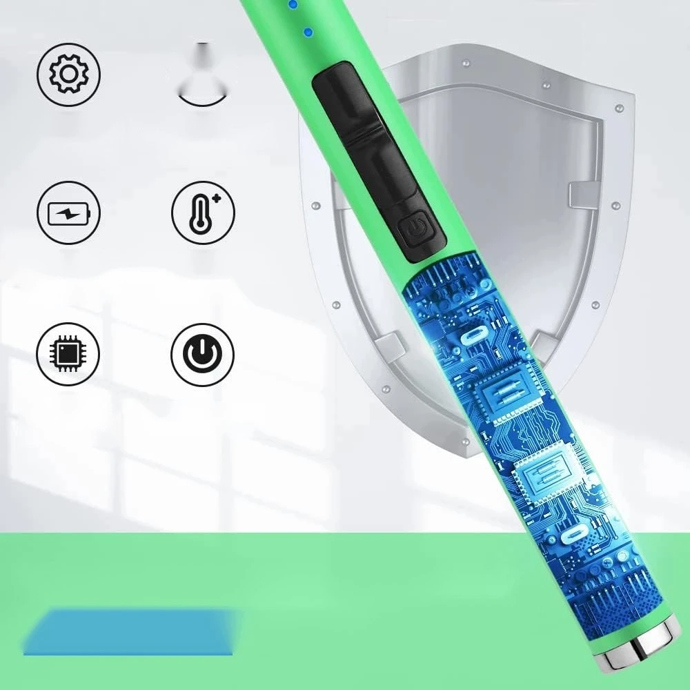ELEKTRONINIS PLAZMINIS ŽIEBUTUVAS, BE BUTANO, USB, VĖJAS, ŽALIAS