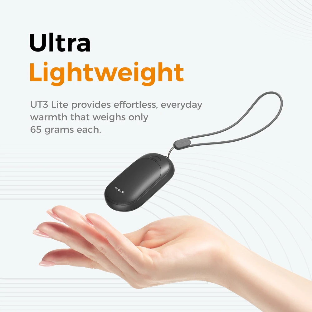Ocoopa UT3 Lite 2x2500 mAh rankų šildytuvas, USB-C, juoda/juoda